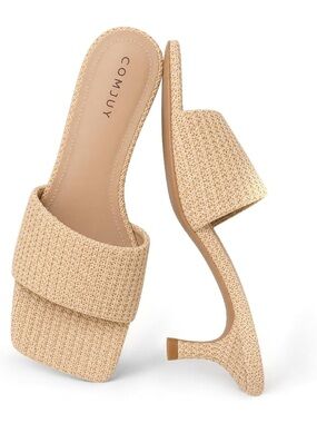 Beige Woven Slide Heel - Women's
